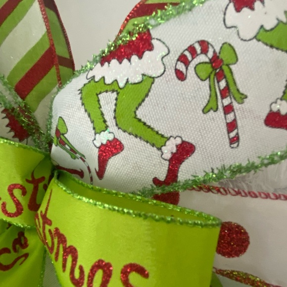 Christmas Grinch Wreath bow,Candy Cane,Christmas Tree topper,Christmas Decor - Picture 7 of 11